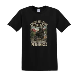 CAMISETAS ROAD ALGODÓN ALTA CALIDAD “SERIE CARICATURA-SOMOS MOTEROS VINTAGE”